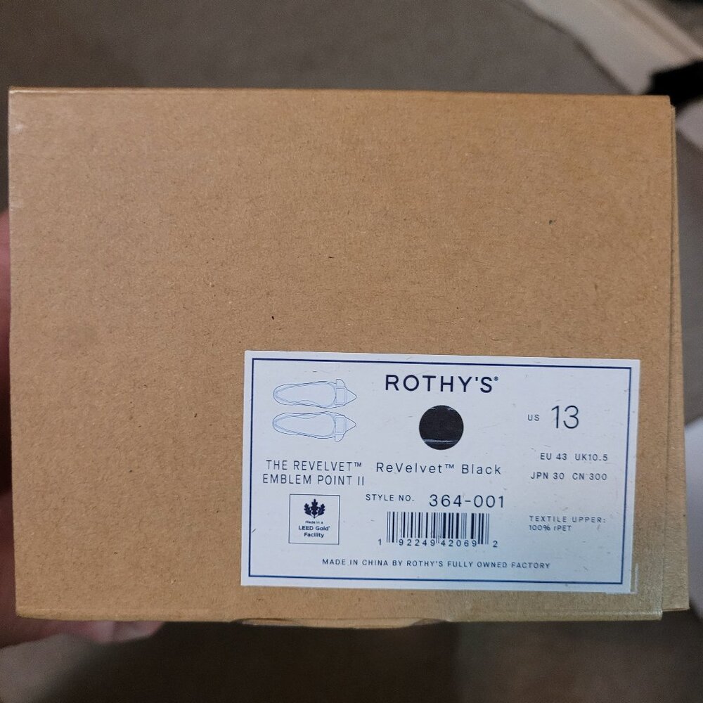 Rothy's Black Revelvet Emblem Point II in women size 13